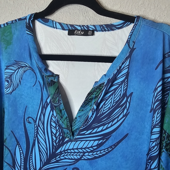 Lily by Firmiana Dress Tunic Top Womens Plus 4XL Blue Peacock Vibrant Blue Bird - Picture 6 of 12
